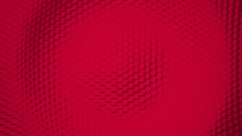Red minimalism. Mosaic surface with moving hexagons. Abstract geometric backgrou Video stock 163713353