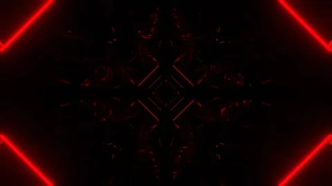 Red Minimalistic Neon Lights and Strobes in an Infinite Tunnel Background VJ Video stock 344097172