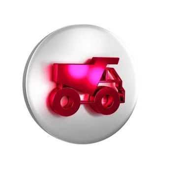Red Mining dump truck icon isolated on transparent background. Silver circl.. Stock Illustration