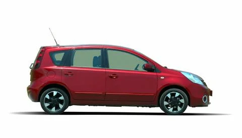 Red minivan, isolated Fotos Stock
