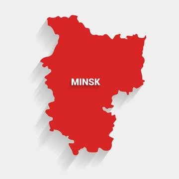 Red Minsk map on gray background, vector, illustration Stock Illustration