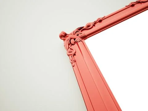 Red mirror frame rendered on dark background Ilustración de archivo