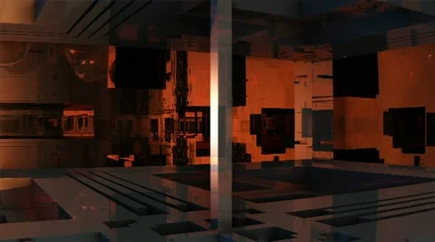 Red mirroring alien architecture n1177C Stock Footage 12173183