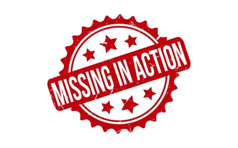 Red Missing In Action Rubber Stamp Seal Vector Stock Illustration