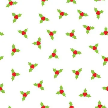 Red mistletoe seamless pattern on a white background. Stock Illustration