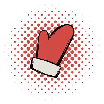 Red mitten comics icon Stock Illustration