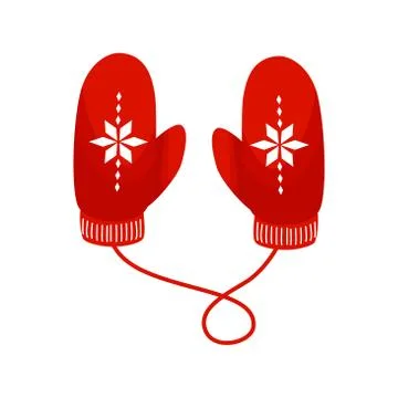 Red mittens pair vector illustration in flat cartoon style isolated on white Stock Illustration