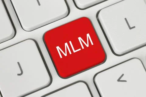 Red mlm (multi level marketing) button . Stock Photos