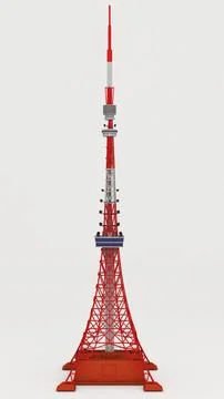 Red Model Massive Broadcasting Tower,news distribution communication,3D ren.. Stock Illustration