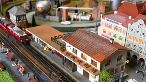 red model toy train in Model Stock Video Pond5