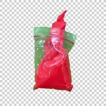 Red Modeling Clay in Clear Zip Bag Isolated on Transparent Background Ilustración de archivo