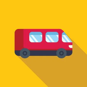 Red modern coach bus standing side view on yellow background Stock Illustration