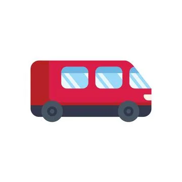 Red modern empty bus waiting for passengers illustration Stock Illustration