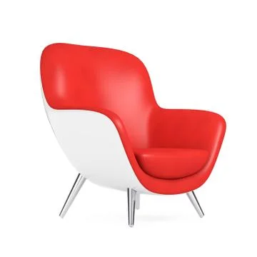 Red Modern Leather Oval Shape Relax Chair. 3d Rendering 스톡 일러스트
