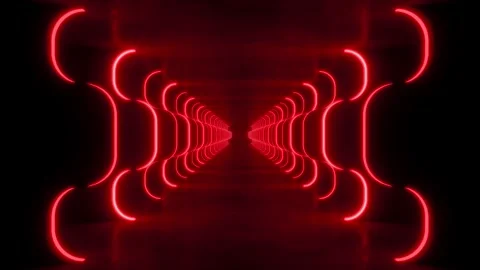 Red modern lighting with interior empty concrete space. 4K 3D animation ren.. Video stock 327312013