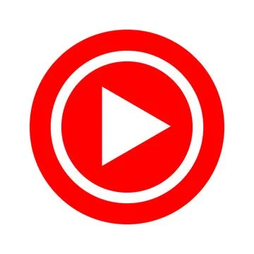Red modern play button. Video play button. Vector. Stock Illustration