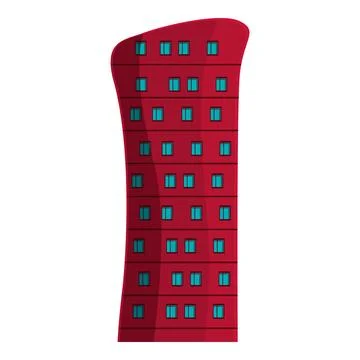 Red modern skyscraper standing tall with blue windows Ilustración de archivo