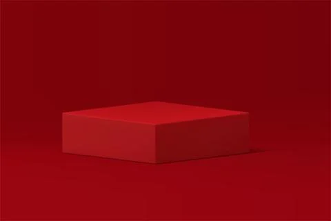 Red modern squared 3d podium pedestal advertising promo platform for fashio.. Stock Illustration