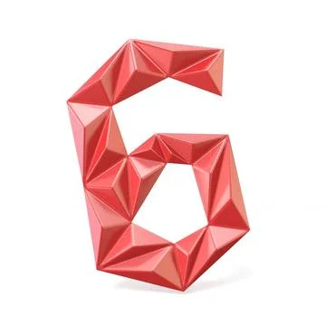 Red modern triangular font digit SIX 6 3D Red modern triangular font digit... 스톡 사진