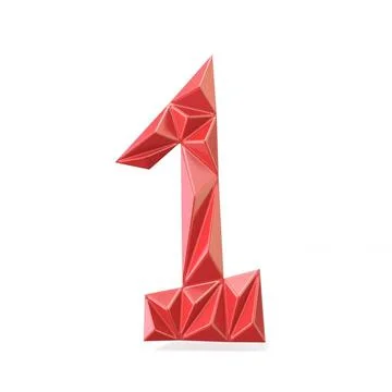 Red modern triangular font digit ONE 1 3D Red modern triangular font digit... Stock Photos