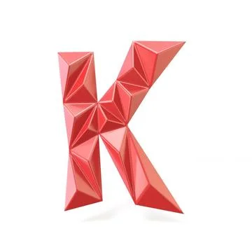 Red modern triangular font letter K. 3D Red modern triangular font letter ... Fotos de archivo