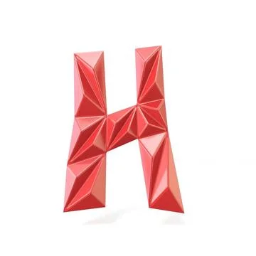 Red modern triangular font letter H. 3D Red modern triangular font letter ... 스톡 사진