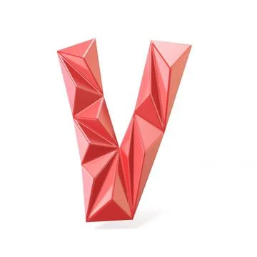 Red modern triangular font letter V. 3D Red modern triangular font letter ... 스톡 사진