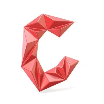 Red modern triangular font letter C. 3D Red modern triangular font letter ... 스톡 사진