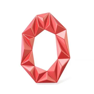 Red modern triangular font letter O. 3D Red modern triangular font letter ... Foto stock