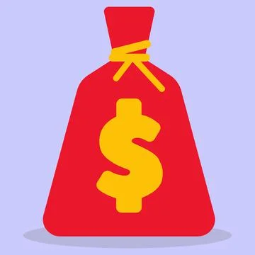A red money bag. Flat vector icon. Stock Illustration