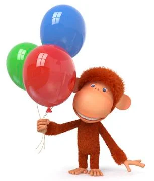 The red monkey with balloon Stock Illustration