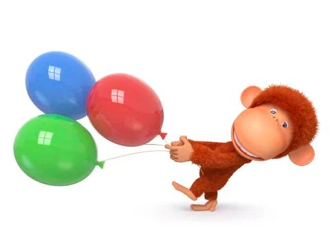 The red monkey with balloon Stock Illustration