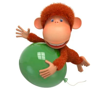 The red monkey with balloon Stock Illustration