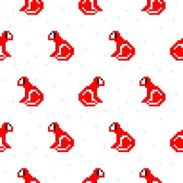 Red monkey cartoon pixel art seamless pattern. Stock Illustration