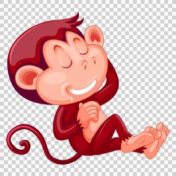 Red monkey character floating in air with happy dreaming. Stock-Illustration