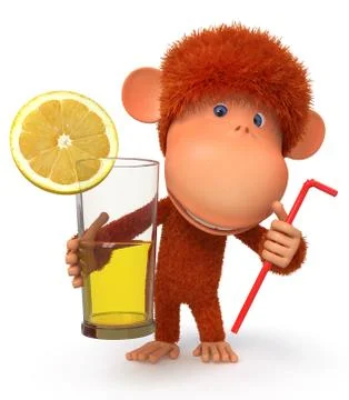 The red monkey with a cocktail Stock Illustration