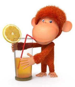The red monkey with a cocktail Stock Illustration
