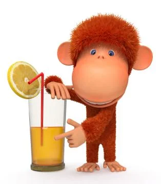 The red monkey with a cocktail Stock Illustration