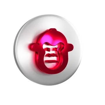 Red Monkey icon isolated on transparent background. Animal symbol. Silver c.. Stock Illustration
