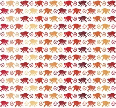 Red Monkeys seamless pattern Stock Illustration