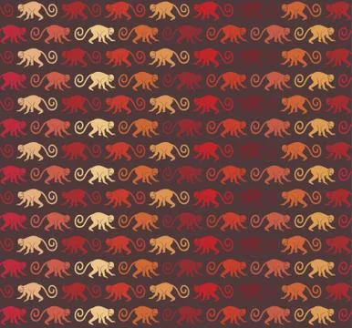 Red Monkeys seamless pattern Stock Illustration
