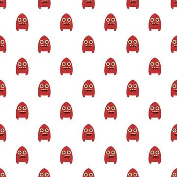 Red monster pattern creating a fun seamless background Stock Illustration