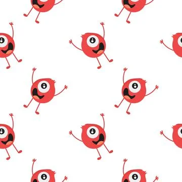 Red monster seamless pattern Stock Illustration