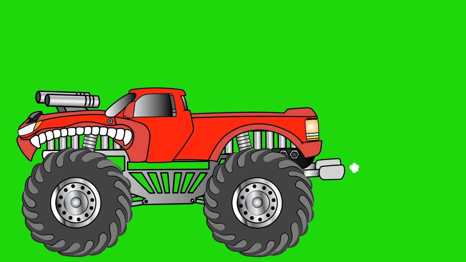 Red Monster Truck running. Cool cartoon , Stock Video