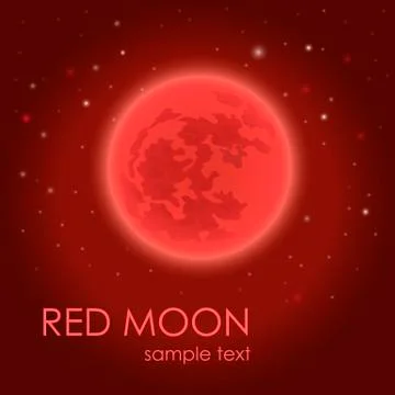 Red moon on the background of the starry sky Stock Illustration