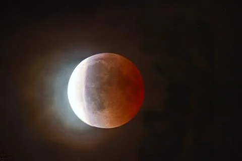 Red moon eclipse on black Stock Photos