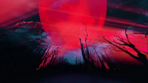 Red Moon Looping Graphic Stock Footage 241934735