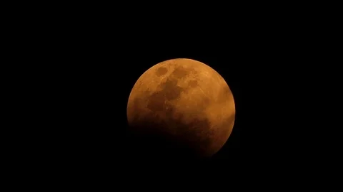 Red moon lunar eclipse at night with cloud real no CG.4k Stock Footage 90178109
