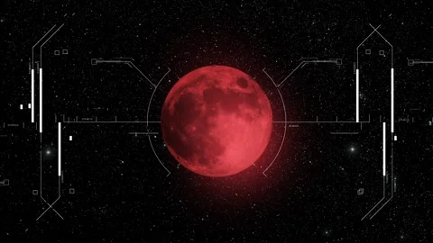Red moon or alien planet scanned by spaceship HUD Vídeo Stock 276289110