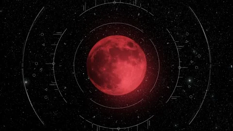 Red moon or alien planet scanned by hud radar displaysci-fi Stock Footage 276289124